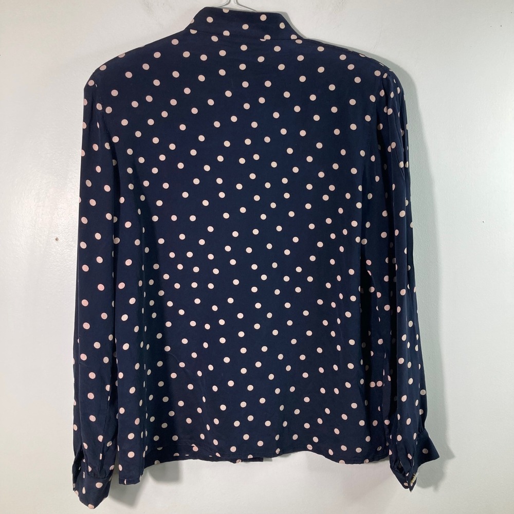 Vintage Gloria Sachs‎ New York Silk Polka Dot Long Sleeve Button Blouse 10 - Picture 2 of 9